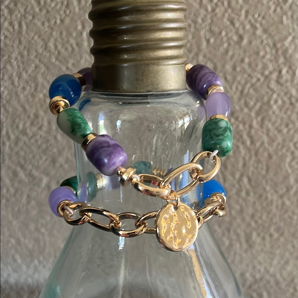 Gold and Multicolor Beaded Bracelet